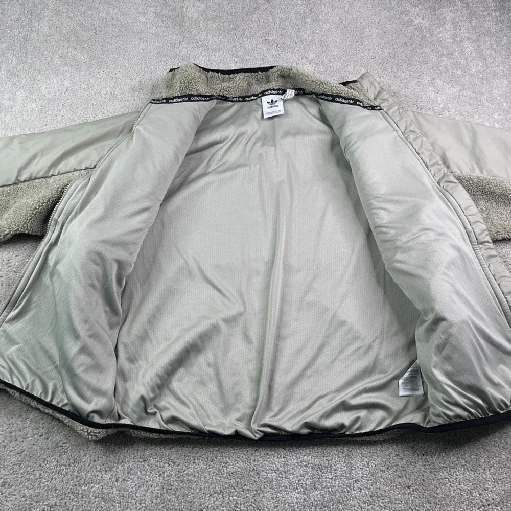 Adidas Jacket‎ Mens Medium Tan Sherpa Fleece Snowboarding Full Zip Polar Coat